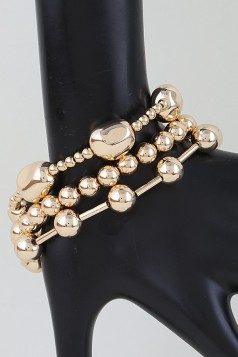 Multi Polished Beaded Tube Bracelet