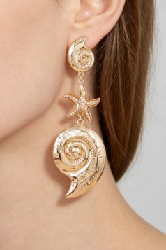 Triple Starfish Shell Drop Earrings