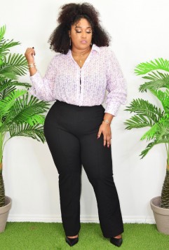 STRETCHY WIDE LEG DRESS PANTS PLUS