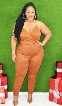 LETS PARTY SUEDE JUMPSUIT PLUS