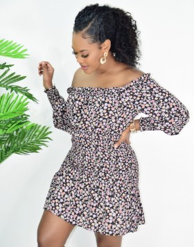 DAISY RUCHED OFF SHOULDER DRESS