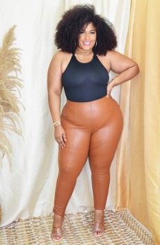 HIGH WAIST LEATHER PANTS PLUS
