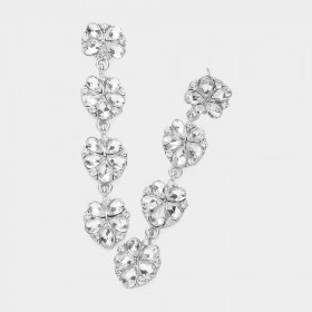 FLOWER RHINESTONE DANGLE EARRINGS