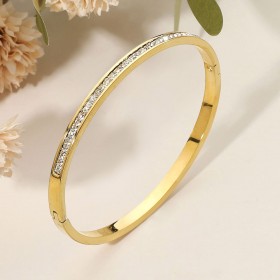 Stainless Steel Rhinestone Paved Bangle Bracelet GRAND BAZAAR