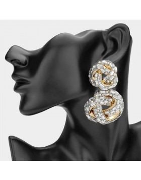 Oversized Emerald Knot Link Dangle Evening Earrings GRAND BAZAAR