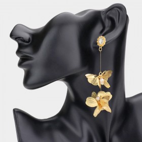 Bold Double Floral Cutout Drop Earrings GRAND BAZAAR