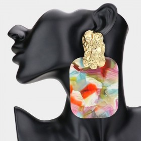 Oversized Patterned Doorknocker Earrings Multi GRAND BAZAAR