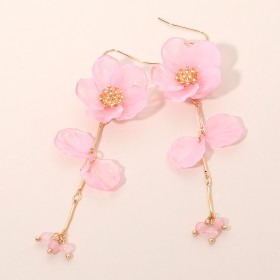 Resin Petal Floral Long Drop Earrings GRAND BAZAAR