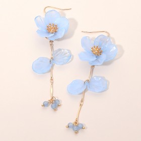 Resin Petal Floral Long Drop Earrings GRAND BAZAAR