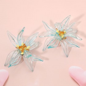 Bold Oversized Resin Petal Flower Statement Earrings