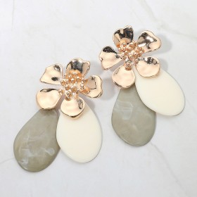 Flower Accent Abstract Petal Drop Earrings