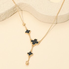 Quatrefoil Charm Link Cascading Necklace