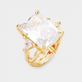 Rectangle Crystal Stretch Ring GRAND BAZAAR