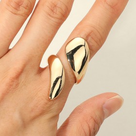14K Gold Dipped Abstract Open Wrap Adjustable Ring