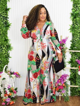 ISLAND GARDEN LONG SLEEVE JUMPSUIT PLUS