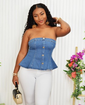 BABYDOLL DENIM TUBE TOP