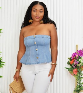 BABYDOLL DENIM TUBE TOP