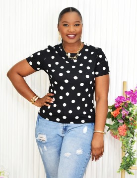 JODI POLKA DOT ROUND NECK TEE GRAND BAZAAR