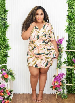 TROPICAL TWIST WRAP DRESS PLUS