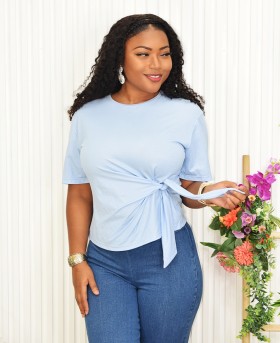 COUNT ME OUT TIE FRONT TOP