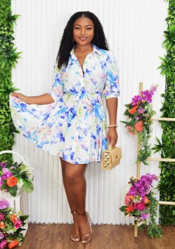 LOVE TO BRUNCH FLORAL SHIRT DRESS