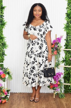 BRITTANY BLOOM LAYERED MIDI DRESS
