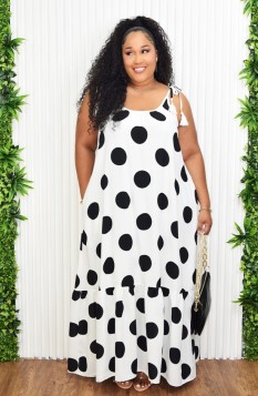 POLKA DOT DARLING FLOWY MAXI DRESS PLUS