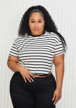 AVERY STRIPE SHORT SLEEVE TEE PLUS