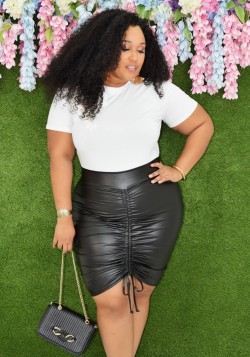 LEATHER ME DRAWSTRING SKIRT PLUS GRAND BAZAAR
