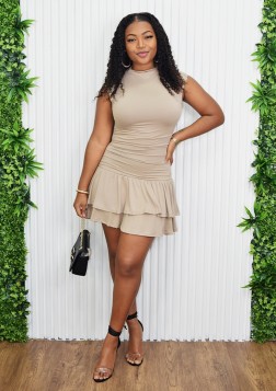 FLIRT ALERT RUCHED MINI DRESS GRAND BAZAAR