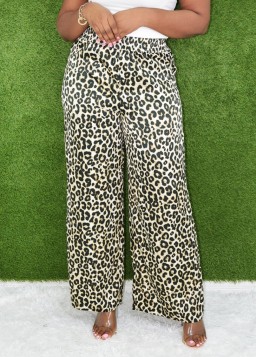 ON THE HUNT SATIN LEOPARD PANTS