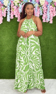 IBIZA ABSTRACT FLOWY MAXI DRESS