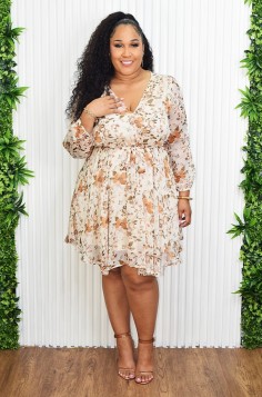 AUTUMN PETALS FLORAL DRESS PLUS