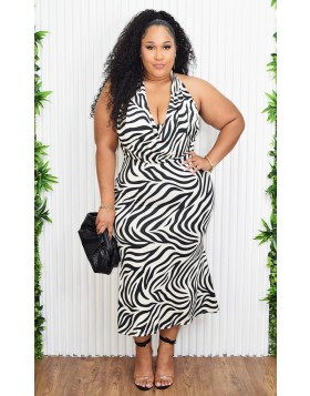 WILD ELEGANCE HALTER MIDI DRESS PLUS GRAND BAZAAR