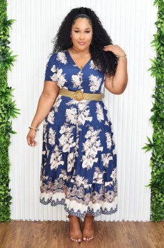 MARBELLE FLORAL BELTED MIDI DRESS PLUS GRAND BAZAAR