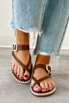 YOUR BEST CHOICE FLAT SANDALS - BROWN