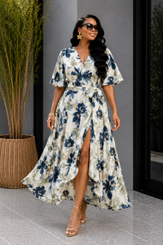 JOANNA FLORAL WRAP MIDI DRESS