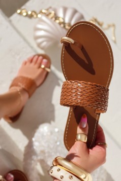 MARCIE TOE RING SANDALS - BROWN