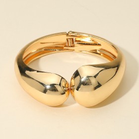 Bold Metal Sculptural Hinged Bangle Bracelet GRAND BAZAAR