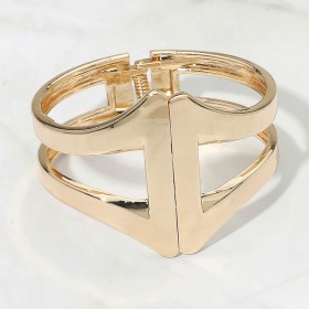 Geometric Metal Hinged Bangle Bracelet
