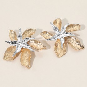 Textured Metal Flower Earrings GRAND BAZAAR