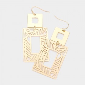 Cut Out Metal Rectangle Dangle Earrings GRAND BAZAAR
