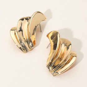 Abstract Sculpted Fan Metal Earrings GRAND BAZAAR