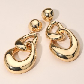 Oversized Puffy Metal Chain Link Drop Earrings GRAND BAZAAR