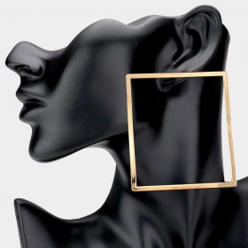 Bold Open Metal Rectangle Statement Earrings GRAND BAZAAR