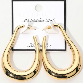 Stainless Steel Abstract Hoop Earrings