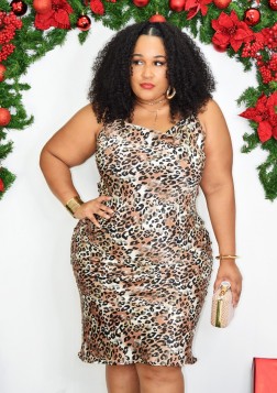 WILD DESIRES LEOPARD MIDI DRESS PLUS