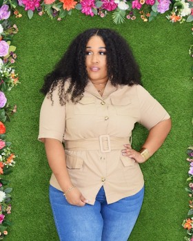 NIGHT AFTER WORK BELTED SHIRT PLUS