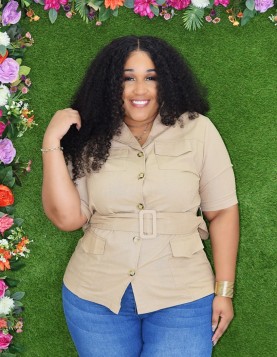 NIGHT AFTER WORK BELTED SHIRT PLUS