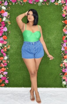 HIGH EXPECTATIONS FLARED DENIM SHORTS